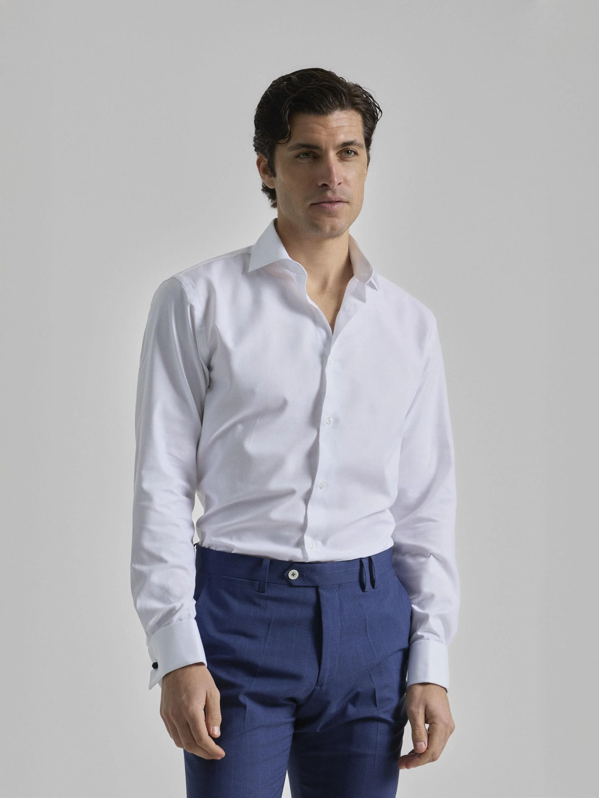 CAMISA VESTIR LISA PUÑO GEMELO BLANCA - Image 3