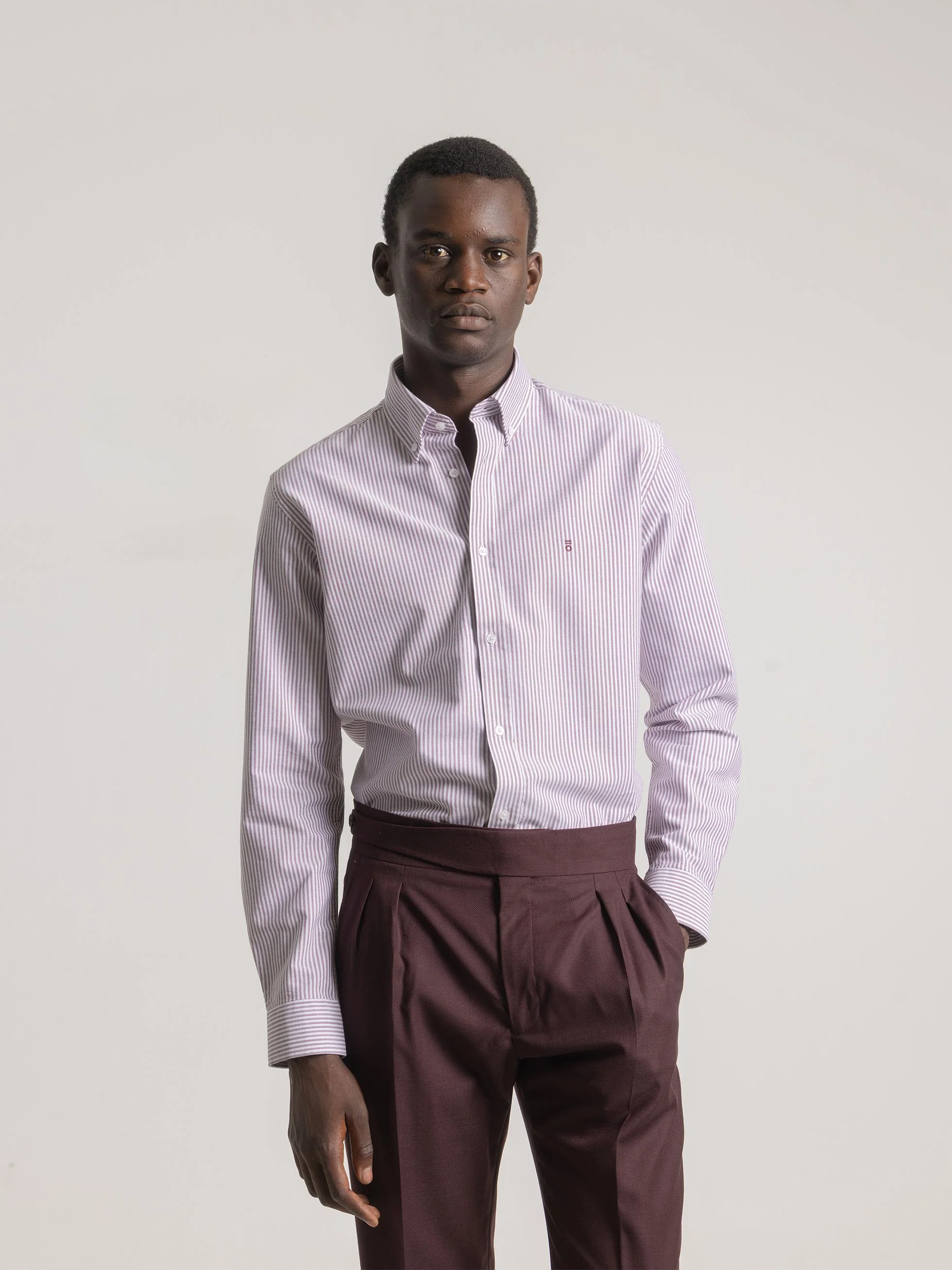 CAMISA RAYAS OXFORD BURDEOS - Image 3