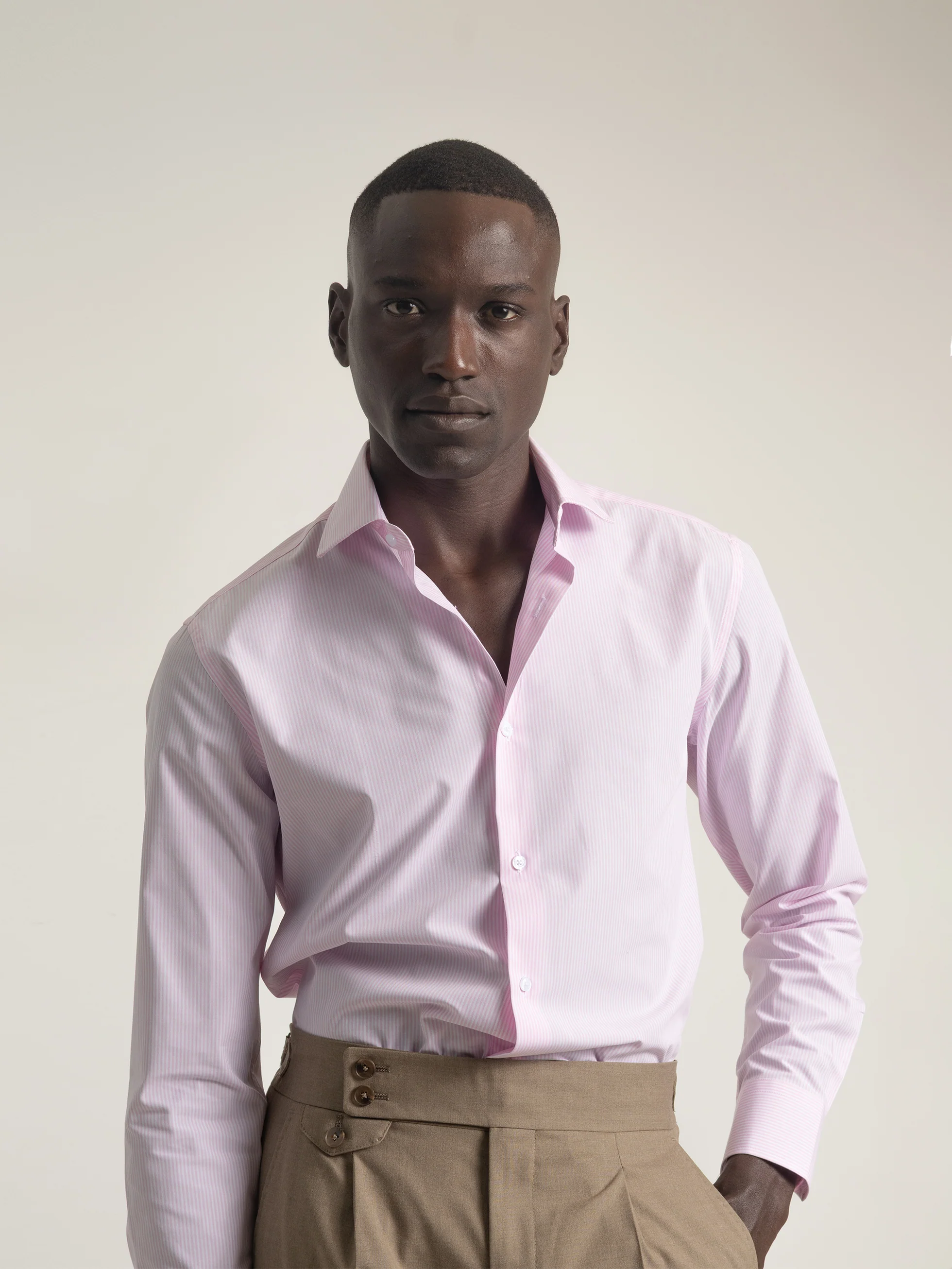 CAMISA RAYAS CUELLO ITALIANO ROSA - Image 3