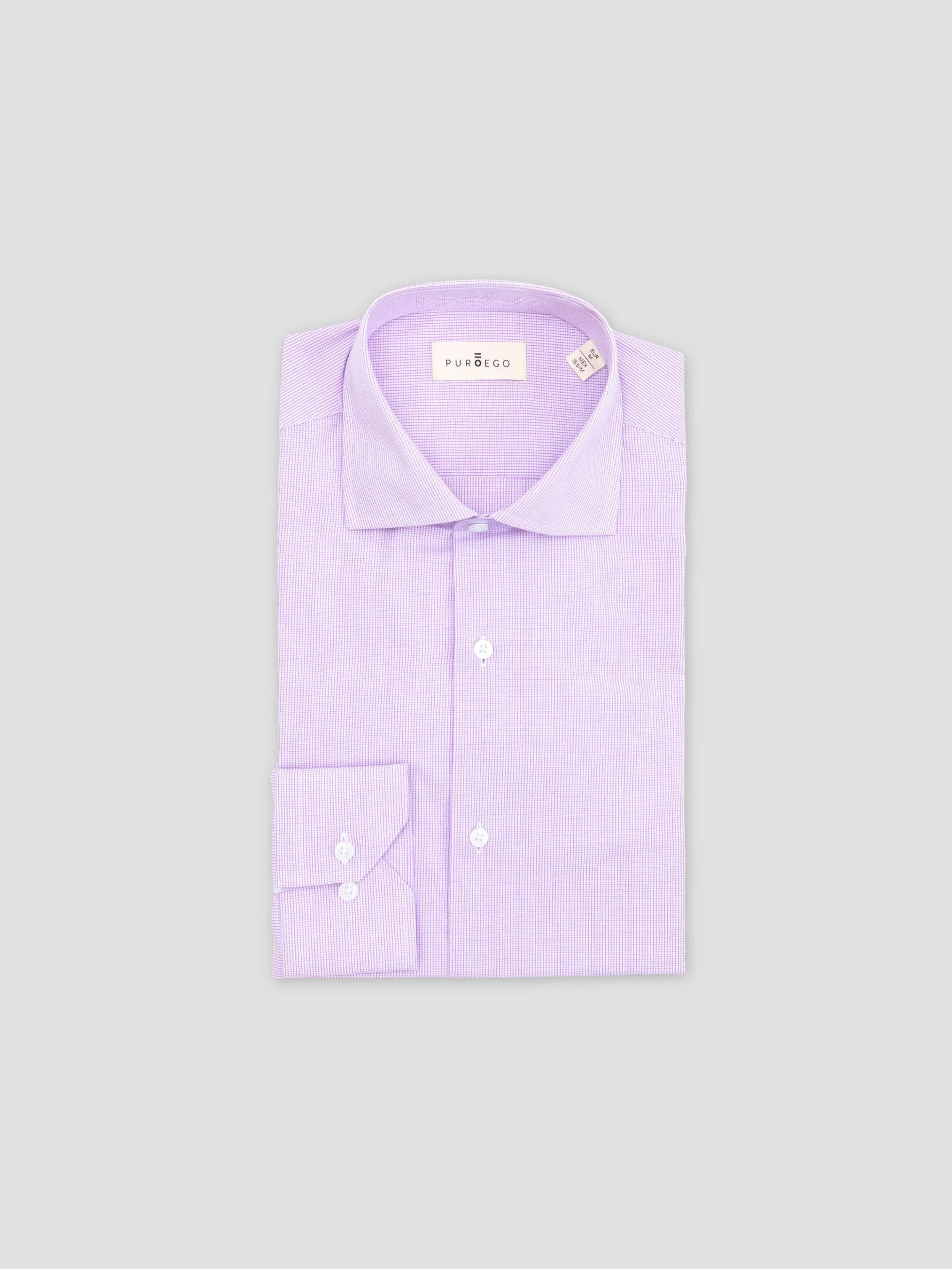 CAMISA MICROCUADRO CUELLO ITALIANO ROSA - Image 5