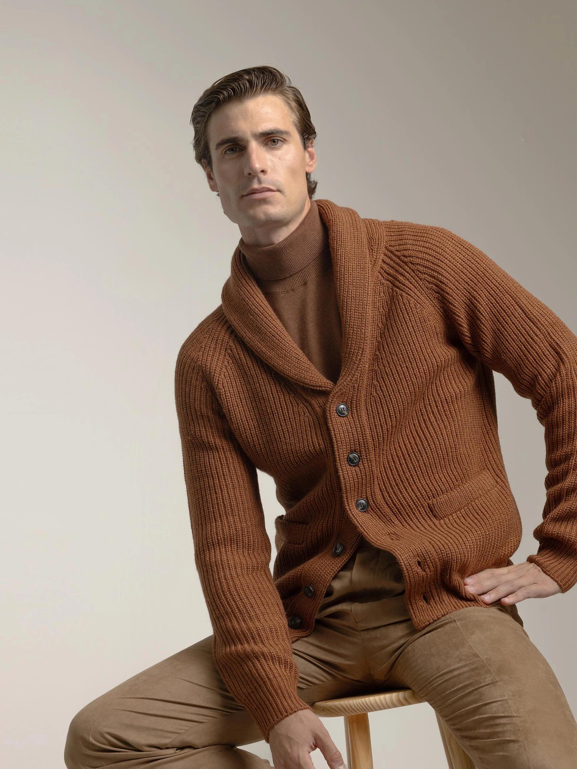 CARDIGAN CANALÉ CUELLO SHAWL TERRACOTA - Image 3